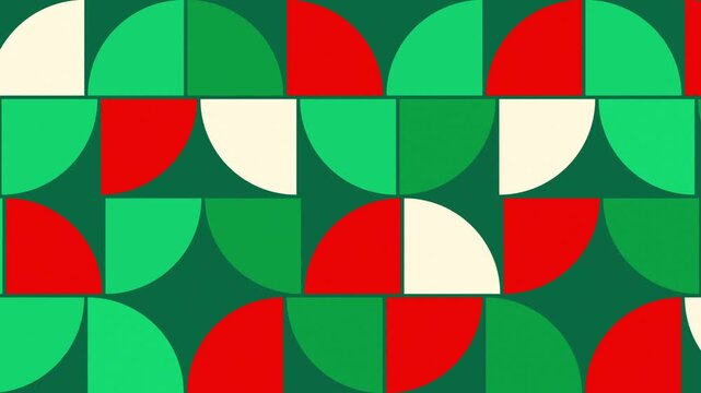 Christmas Abstract colorful art background with geometric shapes. 4K Seamless loop.