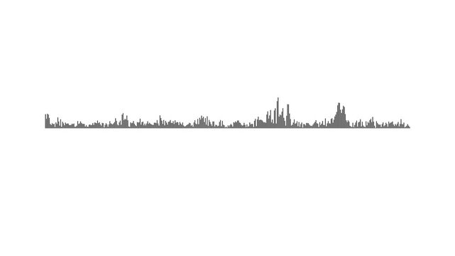 Premium digital music frequency spectrum animation, black audio waveform on white screen background, audio equalizer overlay effect, seamless audio visualizer loop. 4k