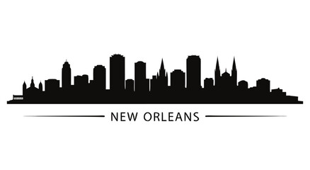 Obraz premium New Orleans Skyline Silhouette Vector Illustration, Iconic Cityscape Design for Travel and Urban Themes