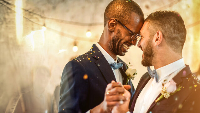 Joyful couple celebrating love photo