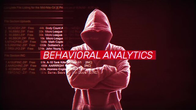 Behavioral analytics trendy and powerful words on digital screen message on computer screen