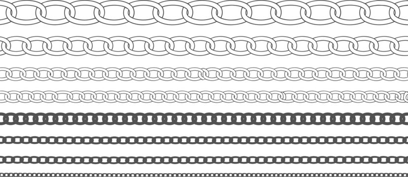 Collection of horizontal chain link borders and patterns Keywords: chain link, border, pattern