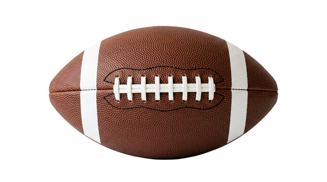 American football ball transparent PNG isolated cutout, realistic leather sports equipment no background for game design