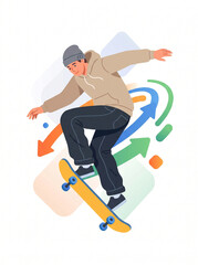 Fototapeta premium Street Motion: The Aerial Skater Urban Art