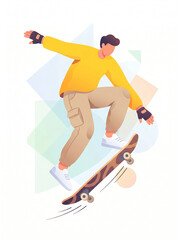 Obraz premium Urban Ollie - Minimalist Skater Life Graphic Art