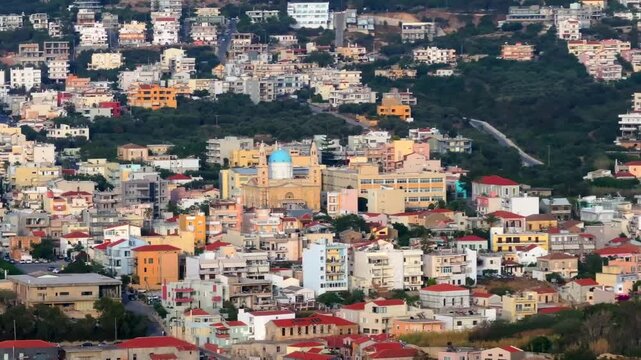 Beautiful Old city, Greece and best scenic places - panorama of picturesque old town Chania. Crete island, Panoramic of the old Venetian port and lighthouse during the blue hour, Travel Concepts