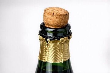 Fototapeta premium Close-up shot of a bottle of wine with a cork