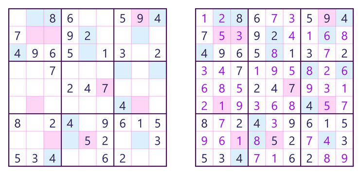 A medium difficulty Sudoku puzzle with even and odd numbers is presented with the answer next to it.