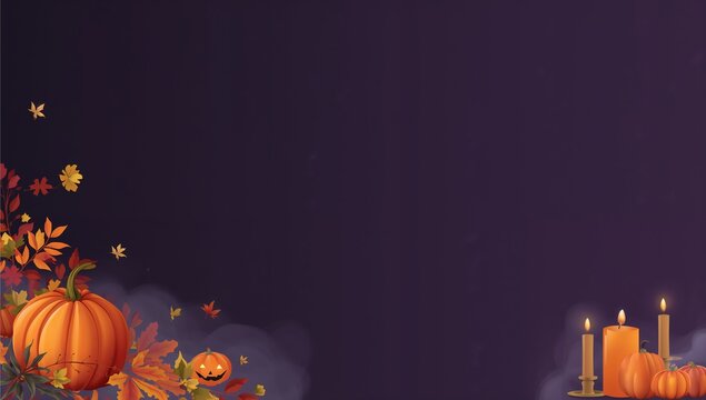 Fondo oscuro de Halloween con peque&ntilde;as calabazas  y atm&oacute;sfera elegante para invitaciones y promociones