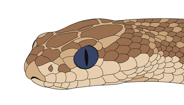 A detailed close-up portrait of a brown snake head, highlighting the intricate scale patterns and textured skin of this slithering reptile.