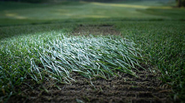 Compressed Bentgrass Green Turf Spotlight Macro