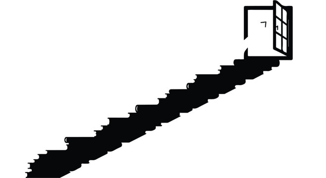 stairway to exit pixelated black and white