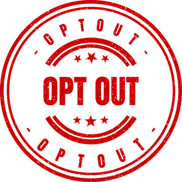 A red grunge circular stamp design featuring the text Opt Out in a professional style