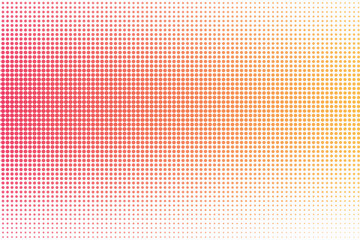 Fototapeta premium Gradient banded halftone pattern in red, pink, and yellow dots