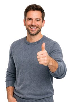PNG Smiling man giving thumbs up.