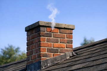 Obraz premium A chimney with smoke coming out of it, suitable for use in scenes related to residential or industrial environments