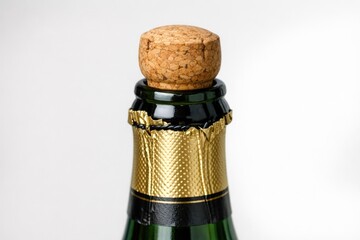 Fototapeta premium Close-up shot of a bottle of wine with its cork removed, ready to be poured