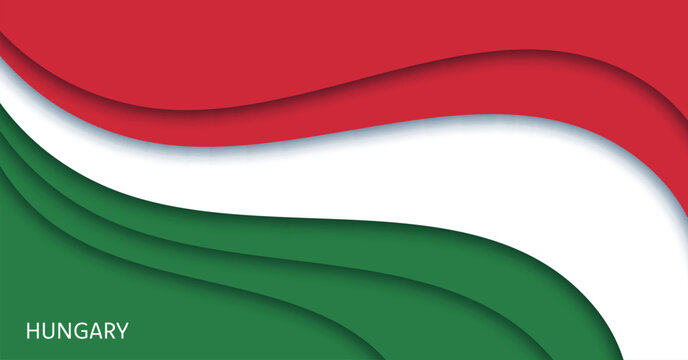 Paper cut flag of Hungary, 20 august Saint St Stephen day national holiday papercut banner. Layered paper waves in red, white and green evoke patriotic Hungarian celebration, country unity and pride