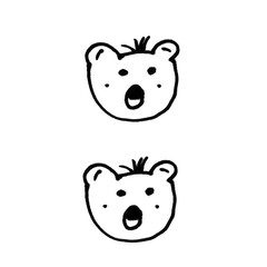Doodle Bear Head Brushes Collection   Hand-Drawn Cartoon Bear Face Vectors © Shafa