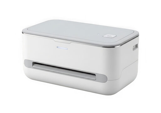 White printer isolated on white background