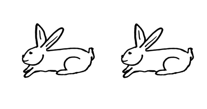 Doodle Rabbit Brushes Collection | Hand-Drawn Running Bunny Line Art Vectors