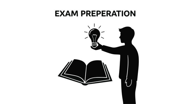 man thinking with lightbulb and book study concept
