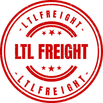 Red round vintage rubber stamp with the text LTL freight written in bold block letters