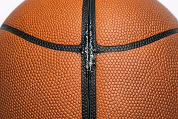 Obraz premium A detailed view of a basketball on a white background