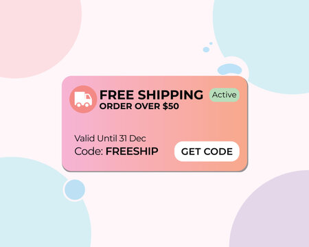 Free Shipping Discount Voucher on Pastel Background