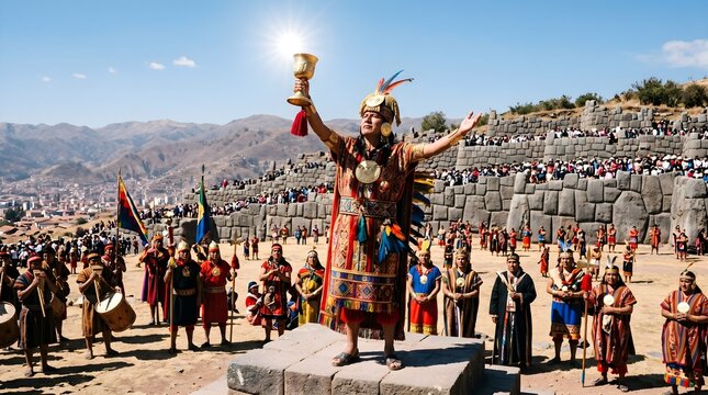 Inti Raymi Festival Cusco Peru Inca Sun Ceremony Performance at Sacsayhuaman Fortress