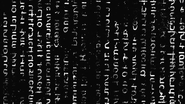 Abstract digital data stream flowing down with vertical text code.