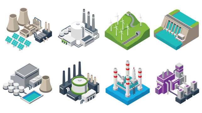 Power plant industrial facility and energy station map.