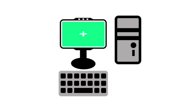 Modern Business Office Workspace with Developer, Startup, Green Screen Chroma Key Technology Background Animation