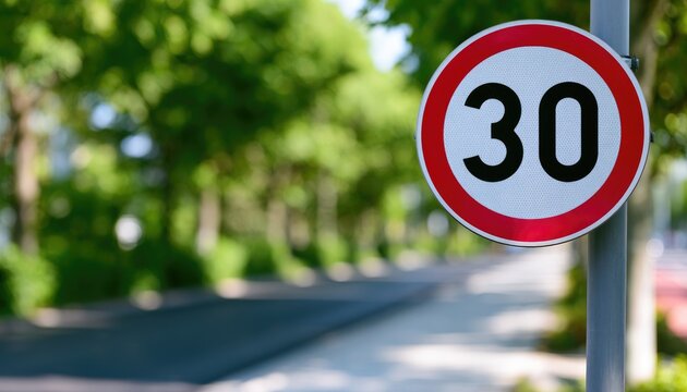 Circular traffic sign indicating a speed limit of 30