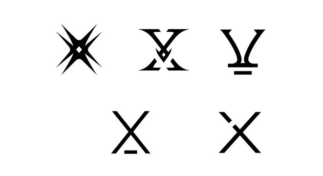Minimalist black of stars, crosses, and arrows in geometric shapes triangle circle