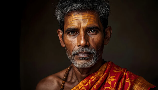 Indian man with traditional markings on his forehead