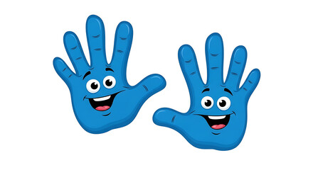 Fototapeta premium Two blue cartoon fish with big eyes and smiles floating side by side
