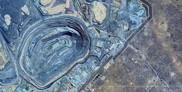 Jwaneng Diamond Mine Full Pit Overview Satellite Image Botswana