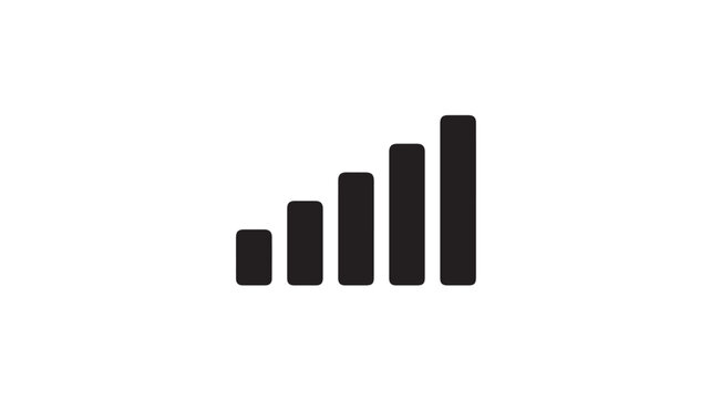 Black Bar Graph Increasing On White Background For Business Growth Concepts