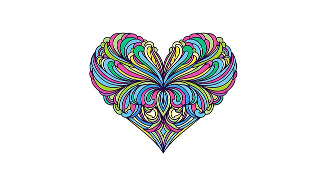 Vibrant red and green concentric circular pattern with overlapping loops and swirls circles