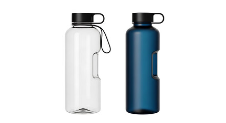 Obraz premium White and blue plastic spray bottles with black spray nozzles and handles