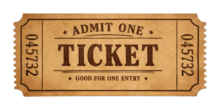 PNG Vintage admit one ticket illustration.
