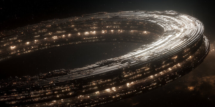 Gigantic Ringworld Habitat of an Advanced Interstellar Civilization. Concept of future civilization, space colonization and large scale cosmic engineering.