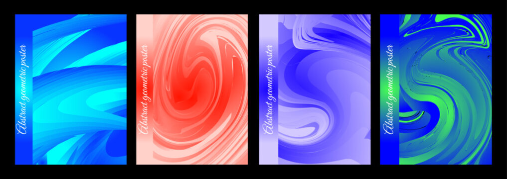 Abstract Geometric Poster Collection with Optical Illusion Patterns and Halftone Grid Effects