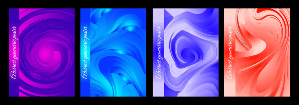 Abstract Optical Illusion Posters with Shape Distortion and Contemporary Graphic Elements