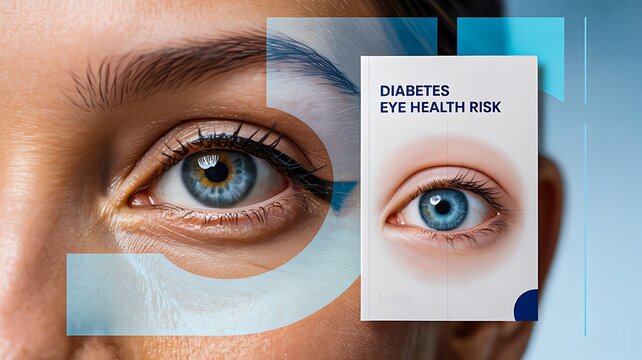 Diabetes eye health risk awareness concept showing retinal and vision examination