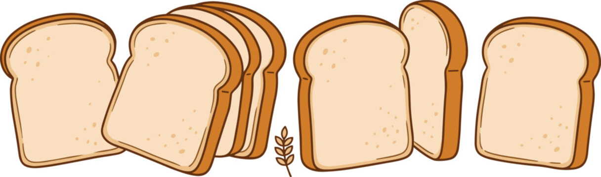 Sliced White Bread Set Featuring Individual Pieces And Loaf Stacks For Bakery Marketing Graphics Vector Illustration