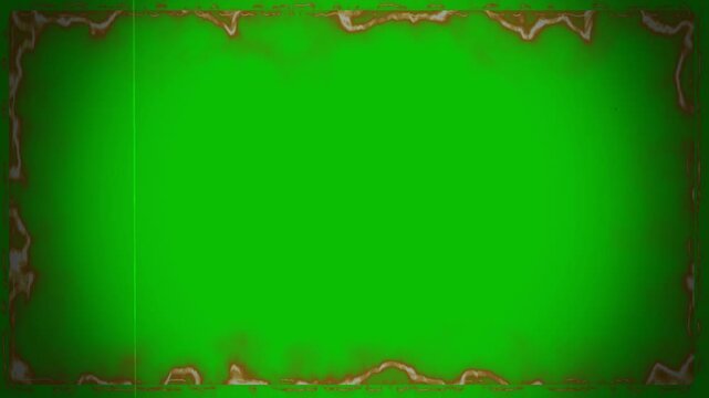 Green screen video background with gold border chroma key template for overlay motion graphics element