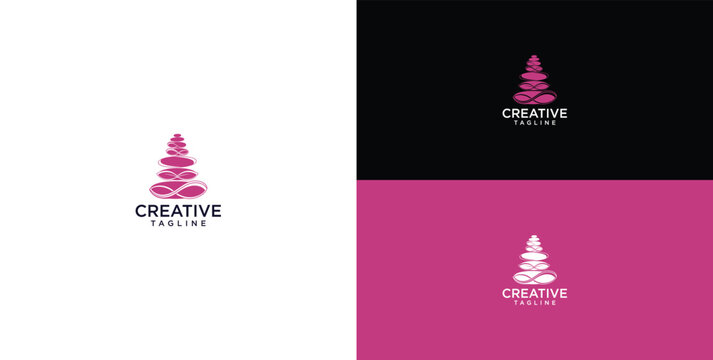 Zen stone stack logo design for wellness and meditation businesses
