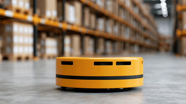 Autonomous robot AI warehouse logistics automation with digital efficiency and smart storage technology concept, with copy space